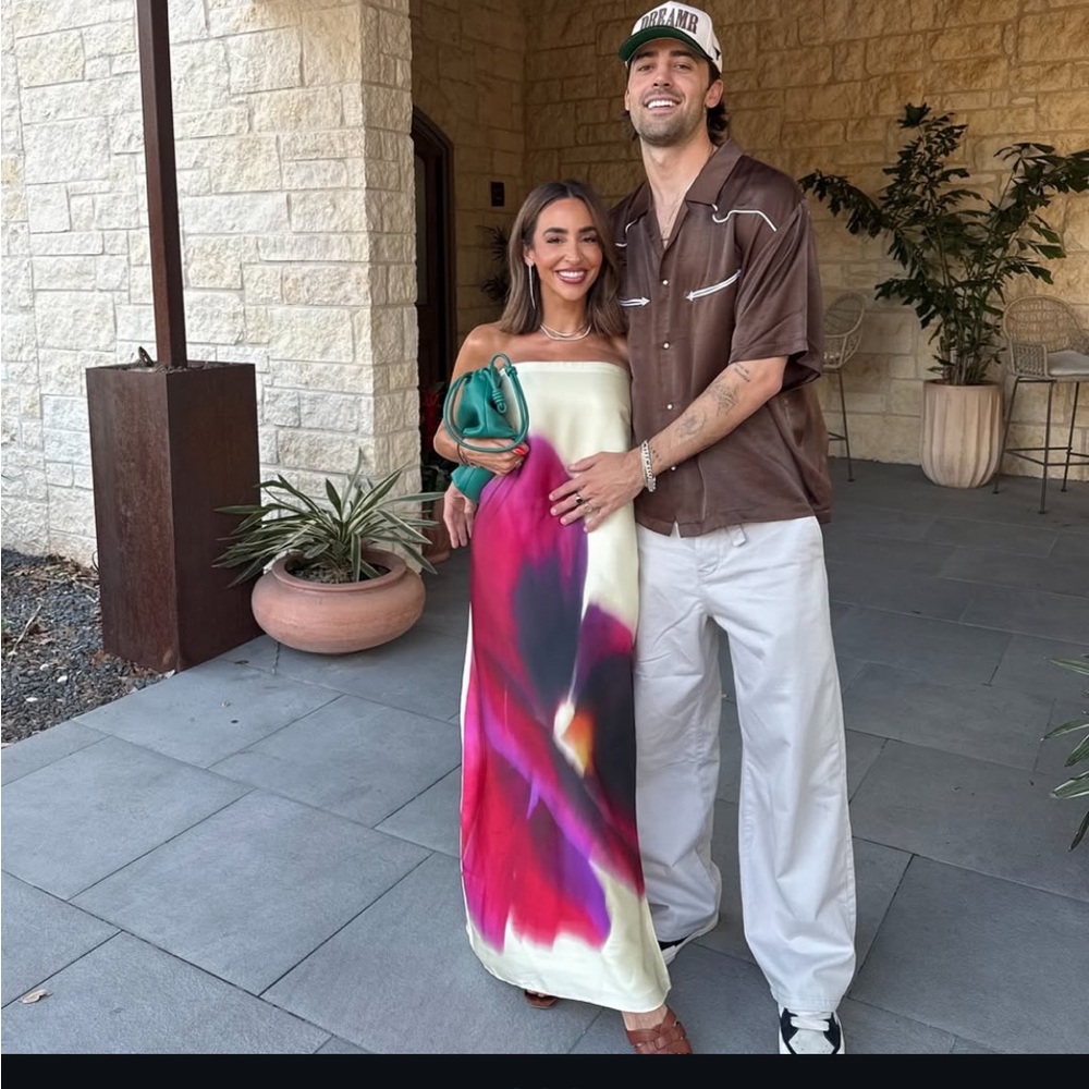 Abercrombie & Fitch Strapless Dress - Cream and Red